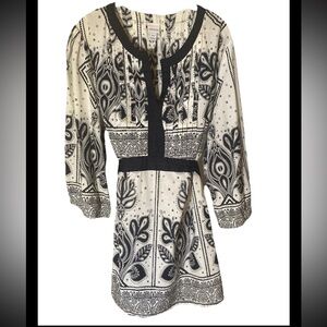 ❌SOLD‼️❌ Venezia Plus 22-24 Black White Kimono Style  Tunic Shirt 100% Cotton